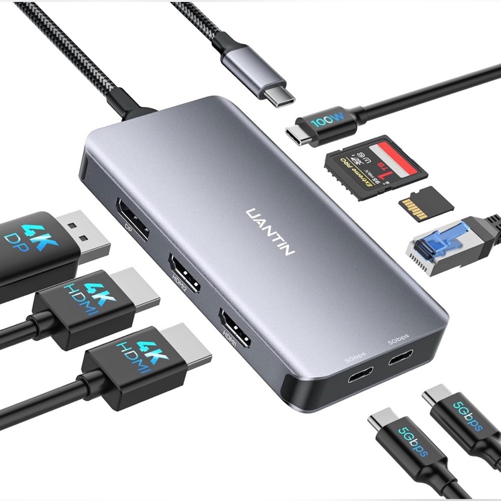 Laptop Docking Station w/ 10 Ports & Supports 3 Displays